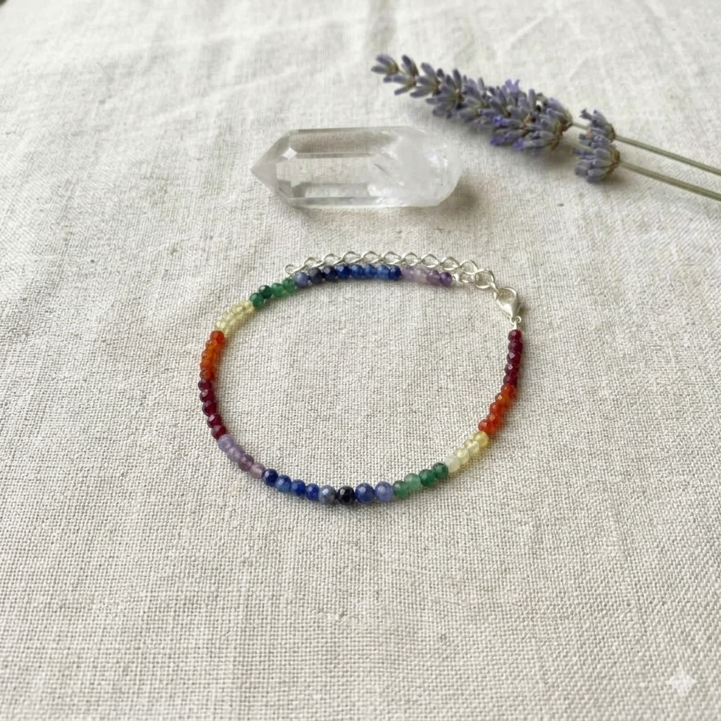 7 Chakra Natural Crystal Beaded Anklet