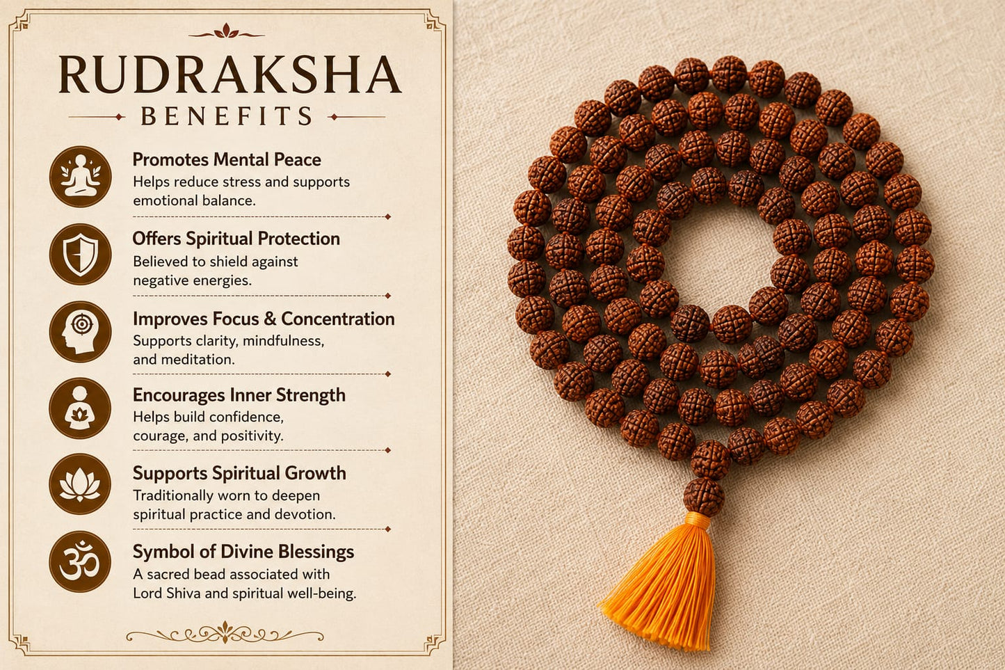 RUDRAKSHA JAPA MALA 108 BEADS (buy 1 get 1 gift free)