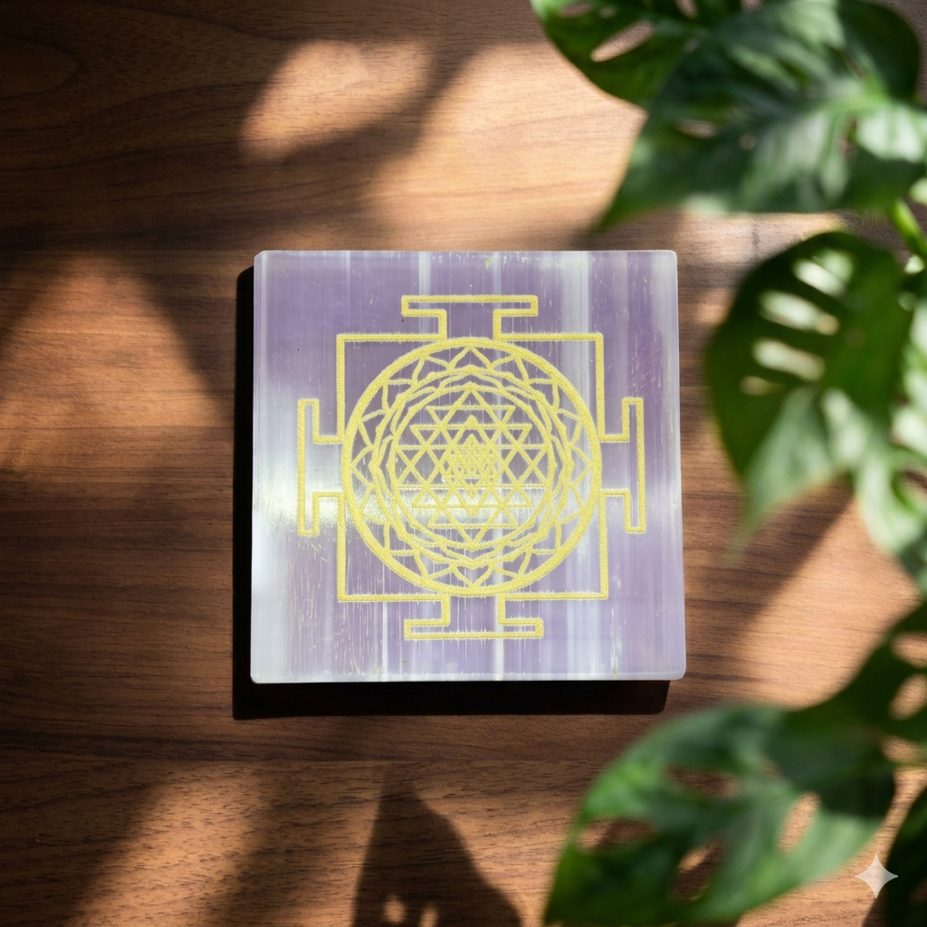 SRI YANTRA SELENITE CHARGING PLATE