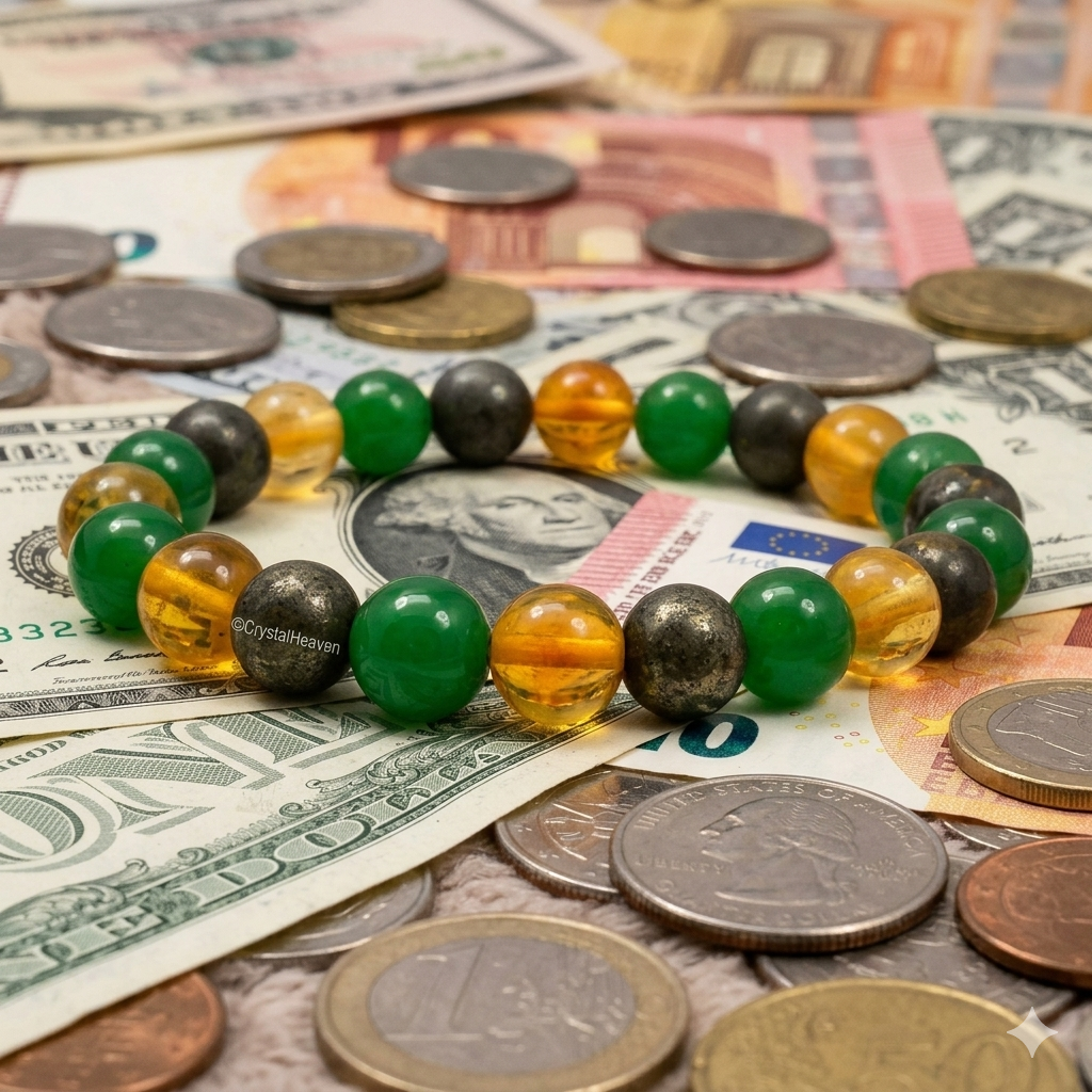 Money Magnet  Bracelet-Pyrite, Tiger Eye, Citrine & Aventurine Beads
