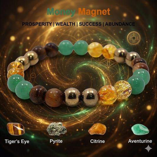 Money Magnet  Bracelet-Pyrite, Tiger Eye, Citrine & Aventurine Beads