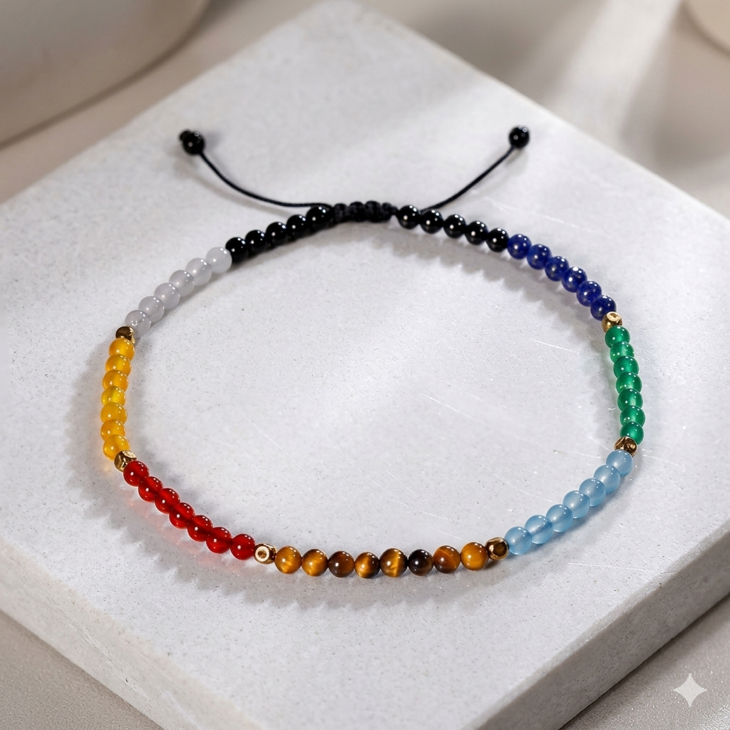 7 Chakra Natural Crystal Beaded Anklet
